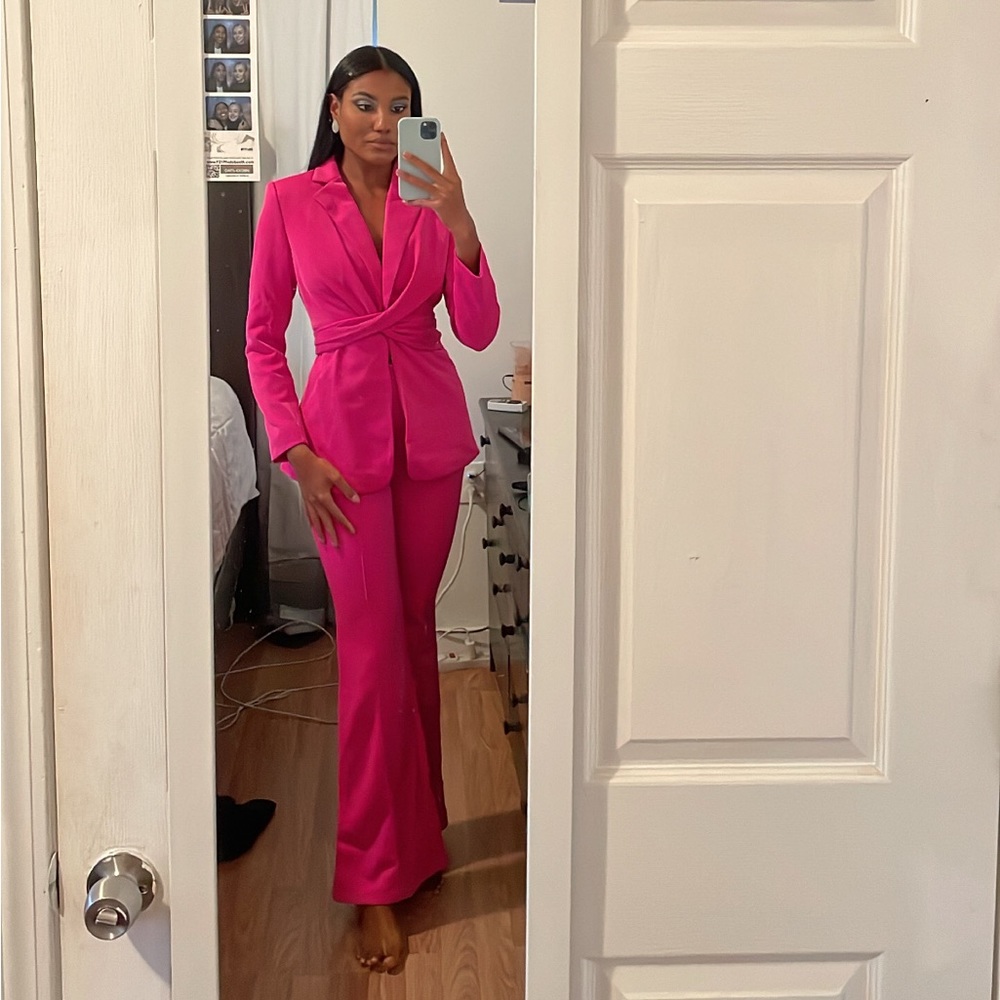Metallic pink suit